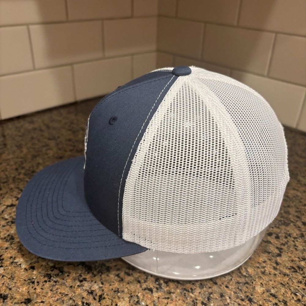 Barber Hustle Trucker Hat Men Blue White 6-Panel Adjustable Snapback Cap - Picture 2 of 5
